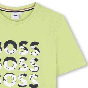 BOSS Playera para niño y adolescente, color lima multiple print